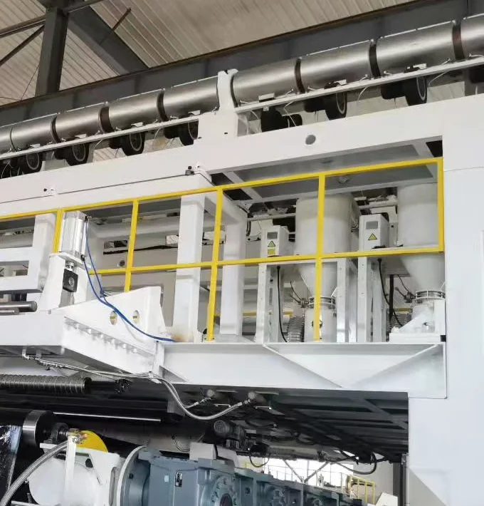 Drive and roller detail in a geomembrane production line